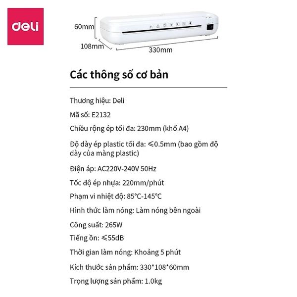 máy ép plastic A4 Deli E2132