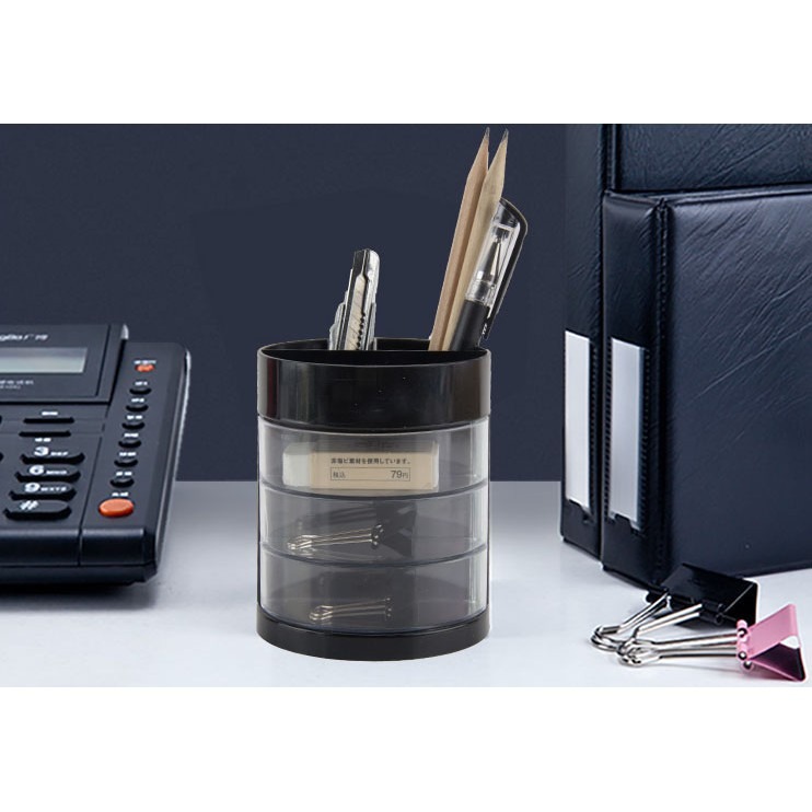 cắm bút nhựa đen xám Deli E9147
