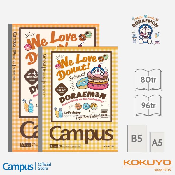 Vở Campus kẻ ngang không chấm Doraemon