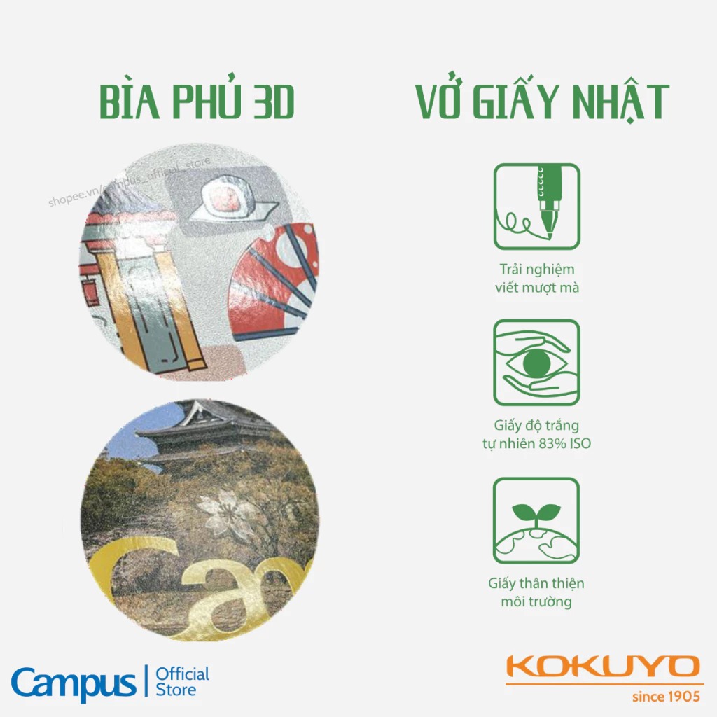 vở kẻ ngang có chấm 7mm Campus wafu