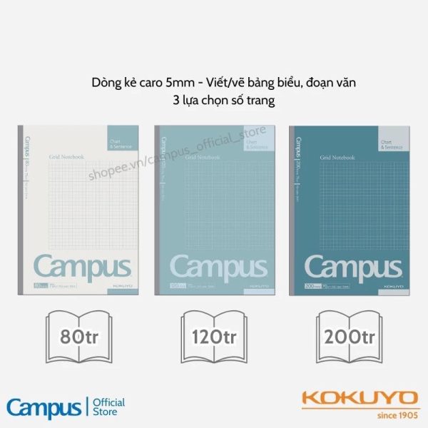 Vở kẻ caro Campus tối giản