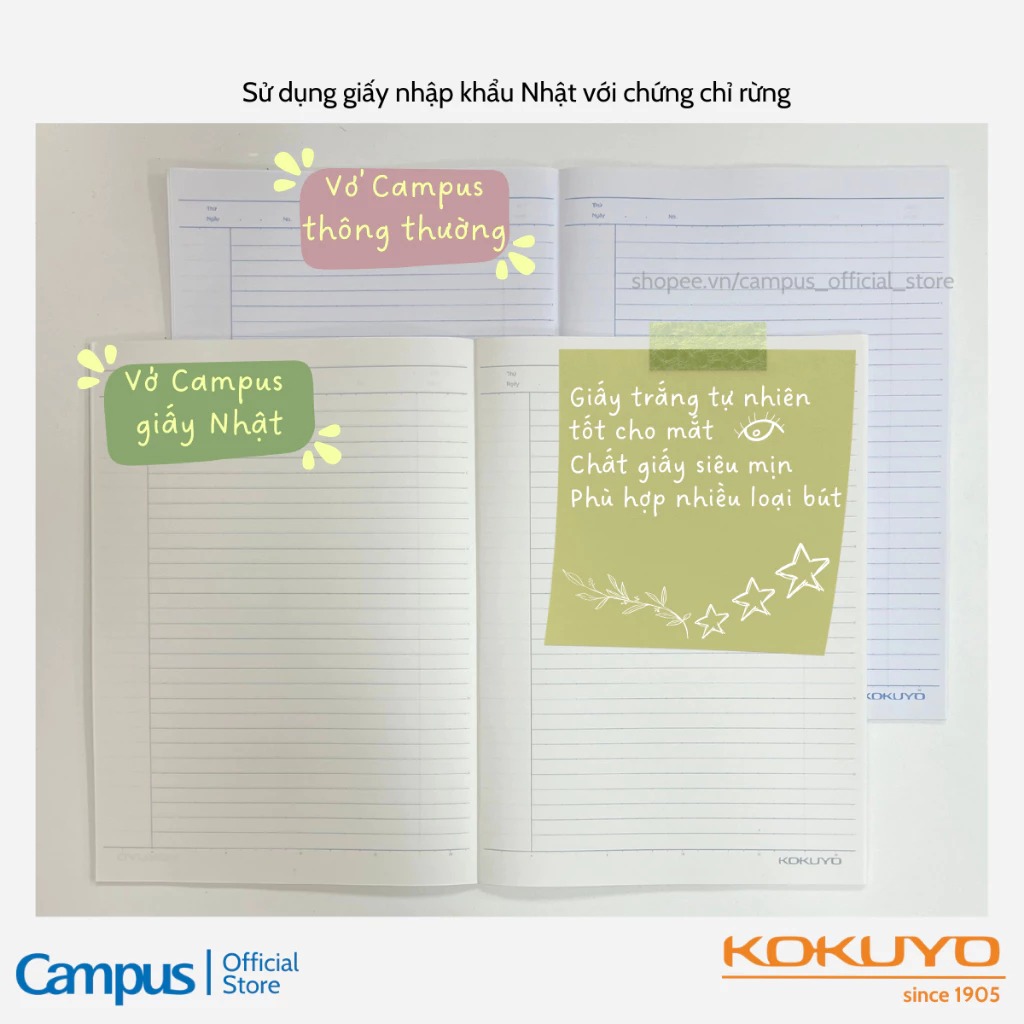 Vở Campus kẻ ngang có chấm phú sĩ