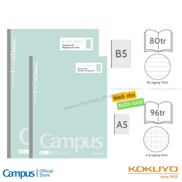 vở Campus Nhật Bản Earth Colors
