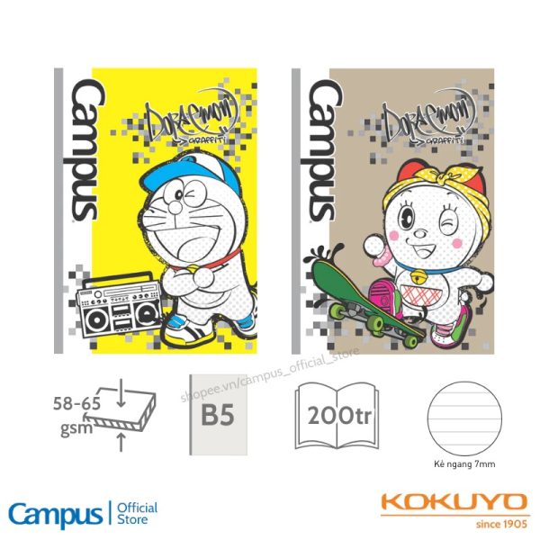vở kẻ ngang có chấm Doraemon Graffiti