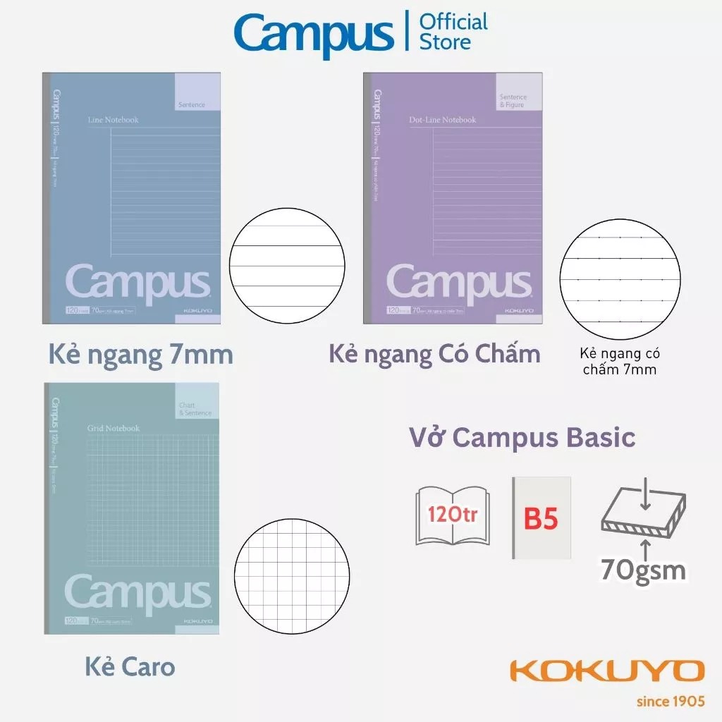 Vở 200 trang Campus basic caro