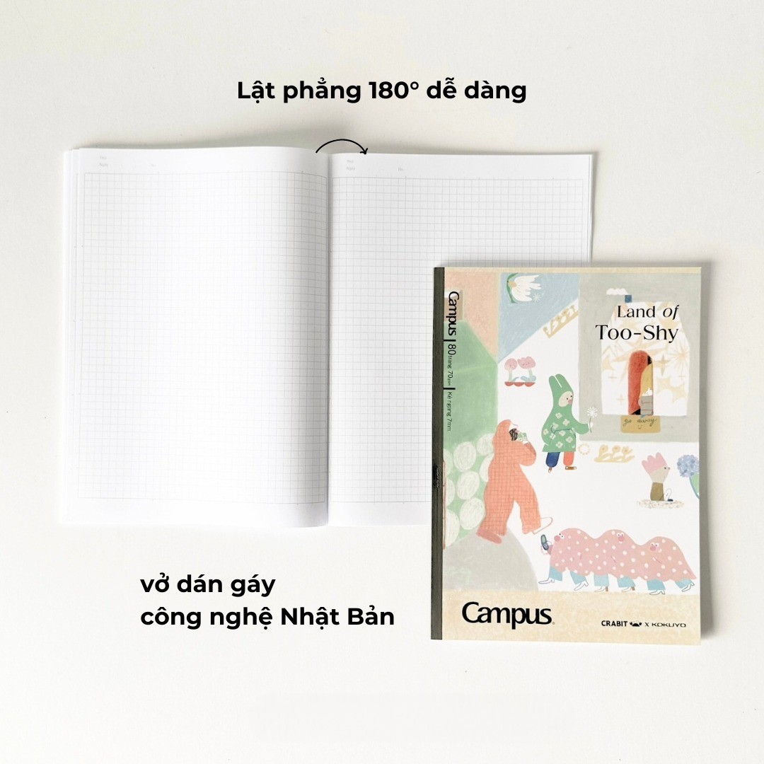 Campus giấy 70gsm viết êm không lem mực Land of Too-Shy không chấm