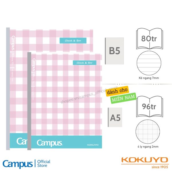 vở Campus kẻ ngang B5 Check Bar