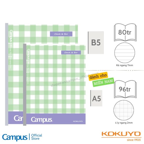 vở kẻ ngang không có chấm Check Bar