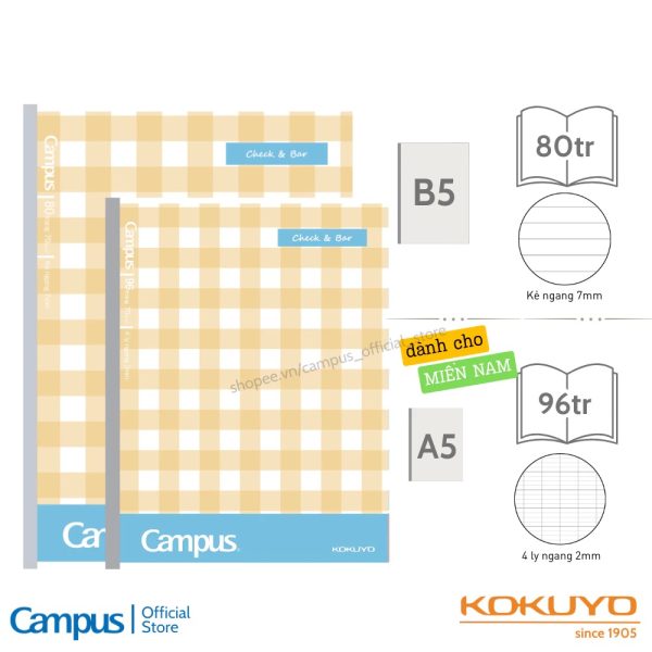 vở Campus chính hãng Nhật Bản Check Bar