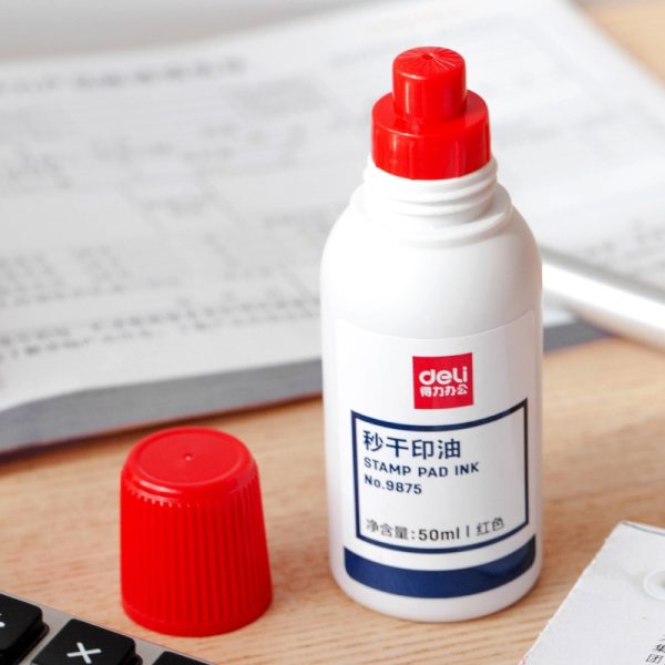 mực dấu đỏ Deli 9875 cho hộp dấu văn phòng